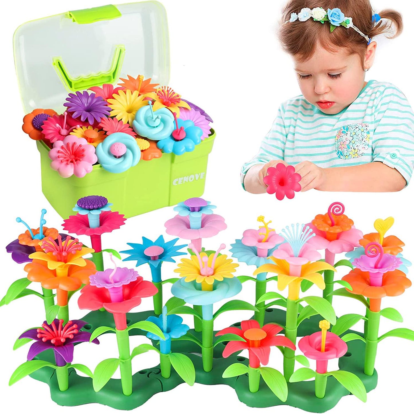 CENOVE Toddler Toys Gifts for 3 4 5 6 7 Year Old Girls Boys,Flower Garden Building Toy STEM Educational Activity Preschool Toys-