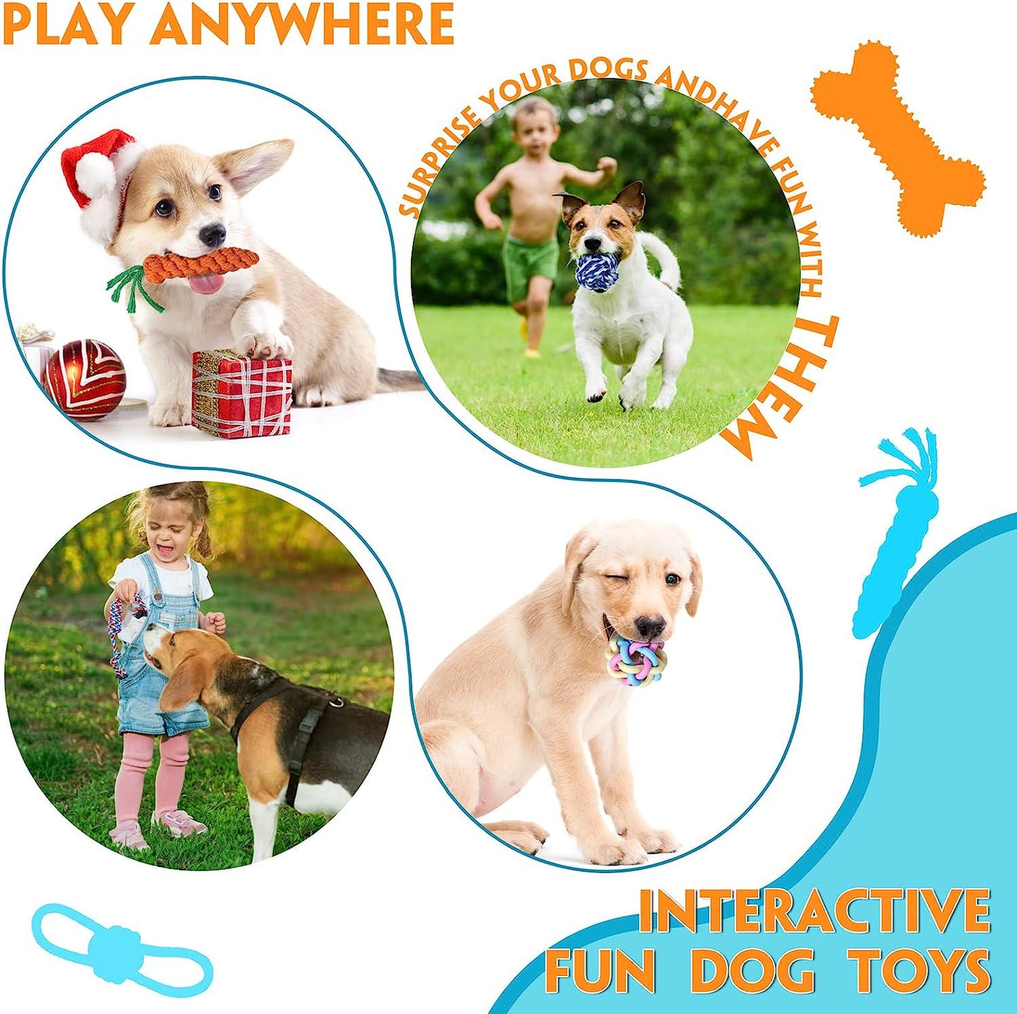 Dog Puppy Toys for Teething - 27 Pack Puppies Teething Chew Toys for Boredom, Pet Dog Toothbrush Chew Toys with Rope Toys