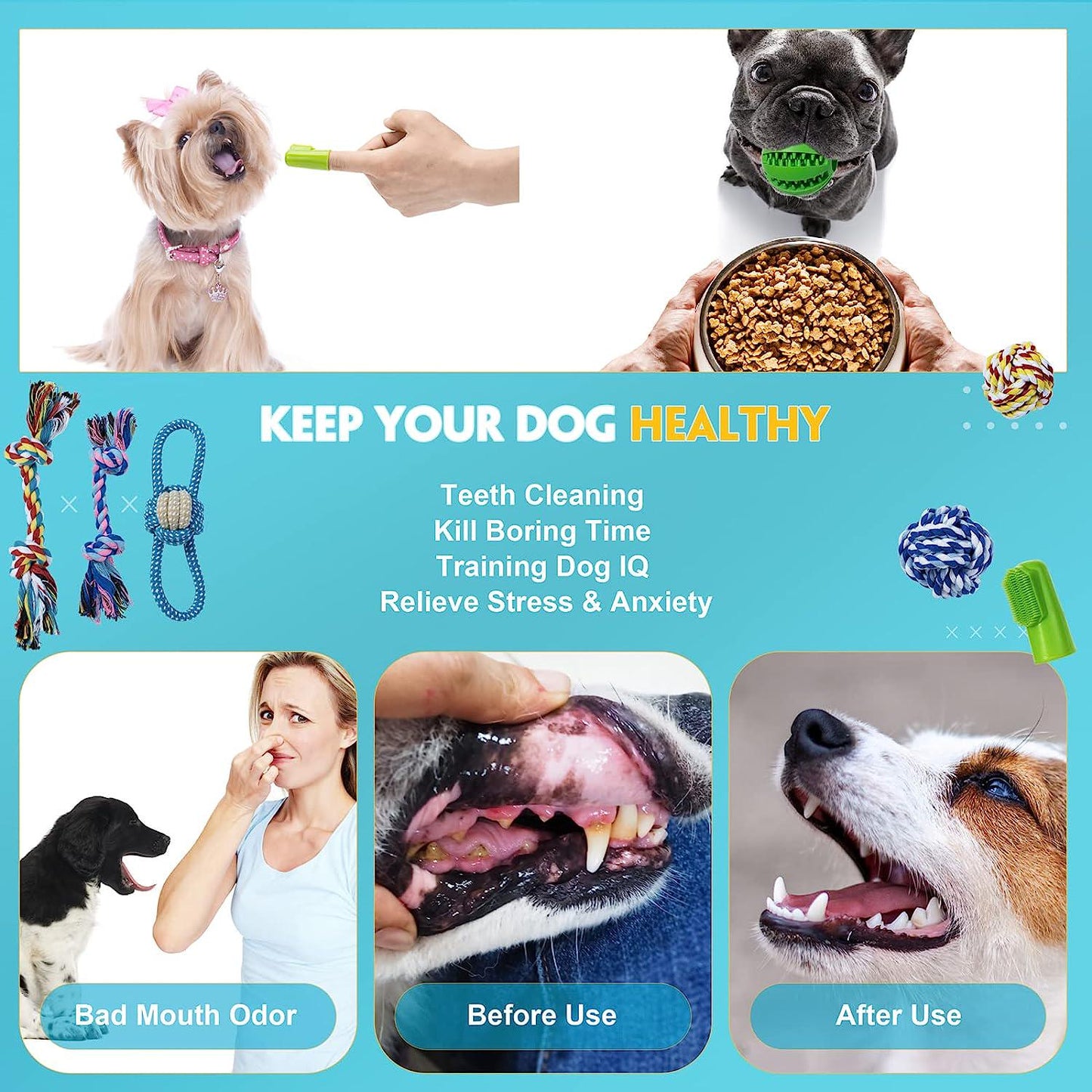 Dog Puppy Toys for Teething - 27 Pack Puppies Teething Chew Toys for Boredom, Pet Dog Toothbrush Chew Toys with Rope Toys