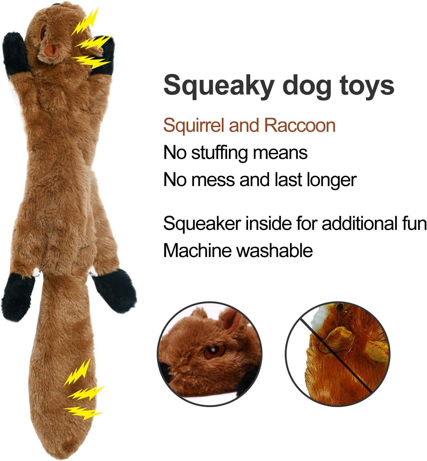 No Stuffing Dog Toys with Squeakers, Durable Stuffingless Plush Squeaky Dog Chew Toy Set,Crinkle Dog Toy for Medium and Large Dogs,