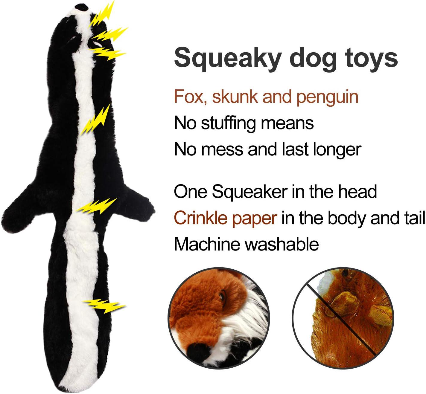 No Stuffing Dog Toys with Squeakers, Durable Stuffingless Plush Squeaky Dog Chew Toy Set,Crinkle Dog Toy for Medium and Large Dogs,