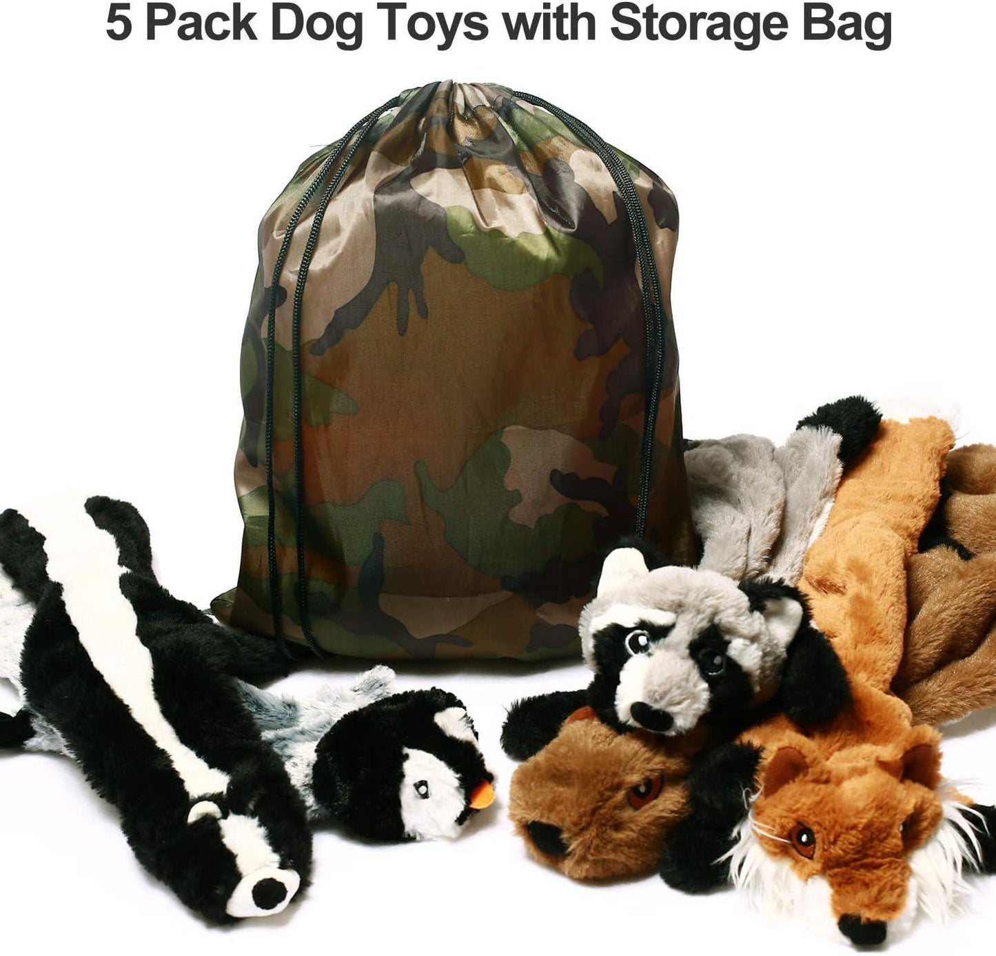 No Stuffing Dog Toys with Squeakers, Durable Stuffingless Plush Squeaky Dog Chew Toy Set,Crinkle Dog Toy for Medium and Large Dogs,