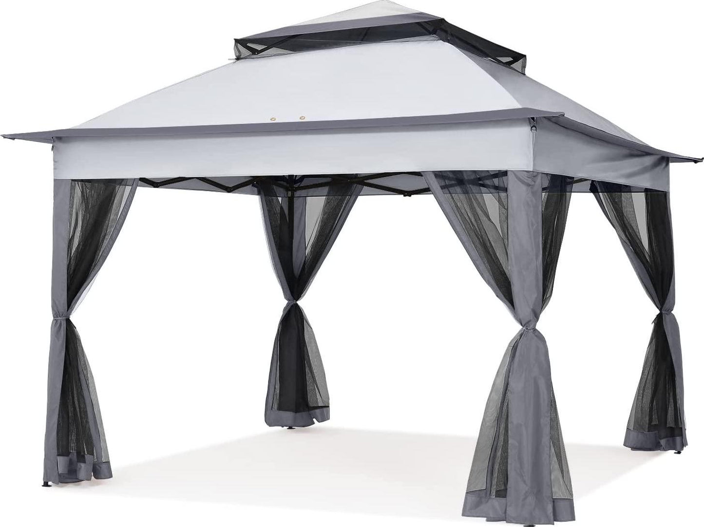 COOSHADE 11x11Ft Easy Pop Up Gazebo Tent Instant Outdoor Canopy Shelter with Mosquito Netting Walls(Dark Grey)