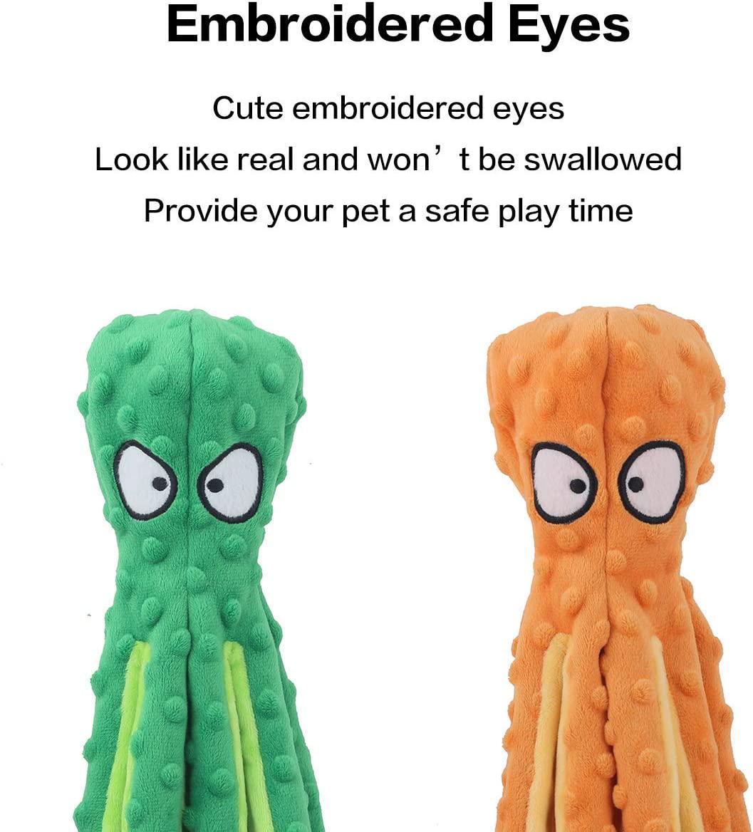 Dog Squeaky Toys Octopus - No Stuffing Crinkle Plush Dog Toys for Puppy Teething, Durable Interactive Dog Chew Toys for Small