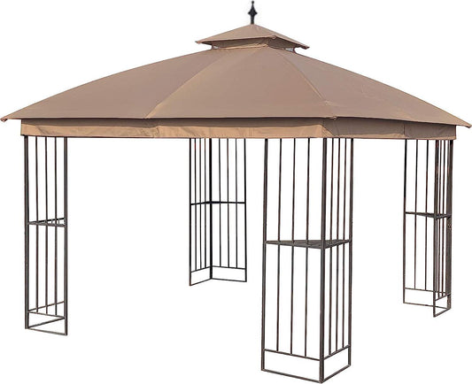 Canopy Top for Garden Treasures 10 ft x 10 ft Brown Metal Square Semi- Gazebo Model #L-GZ038PST-F (Tan)-