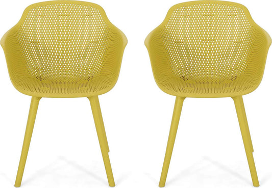 Christopher Knight Home Davina Outdoor Dining Chair (Set of 2), Yellow-