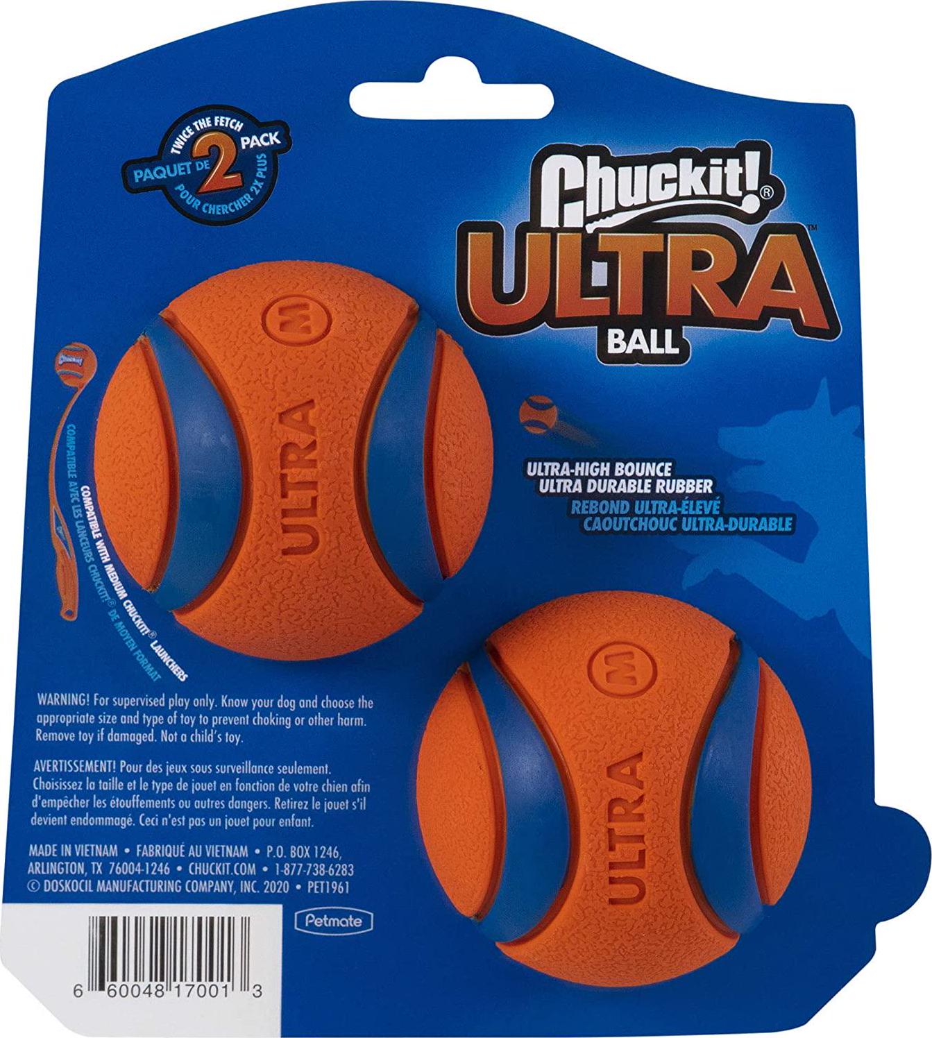 Ultra Ball Dog Toy, Medium (2.5 Inch Diameter) Pack of 2, for breeds 20-60 lbs