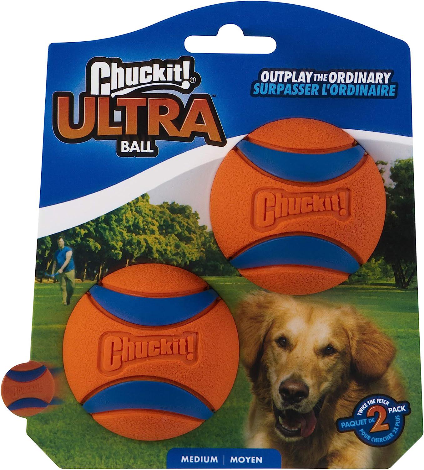 Ultra Ball Dog Toy, Medium (2.5 Inch Diameter) Pack of 2, for breeds 20-60 lbs