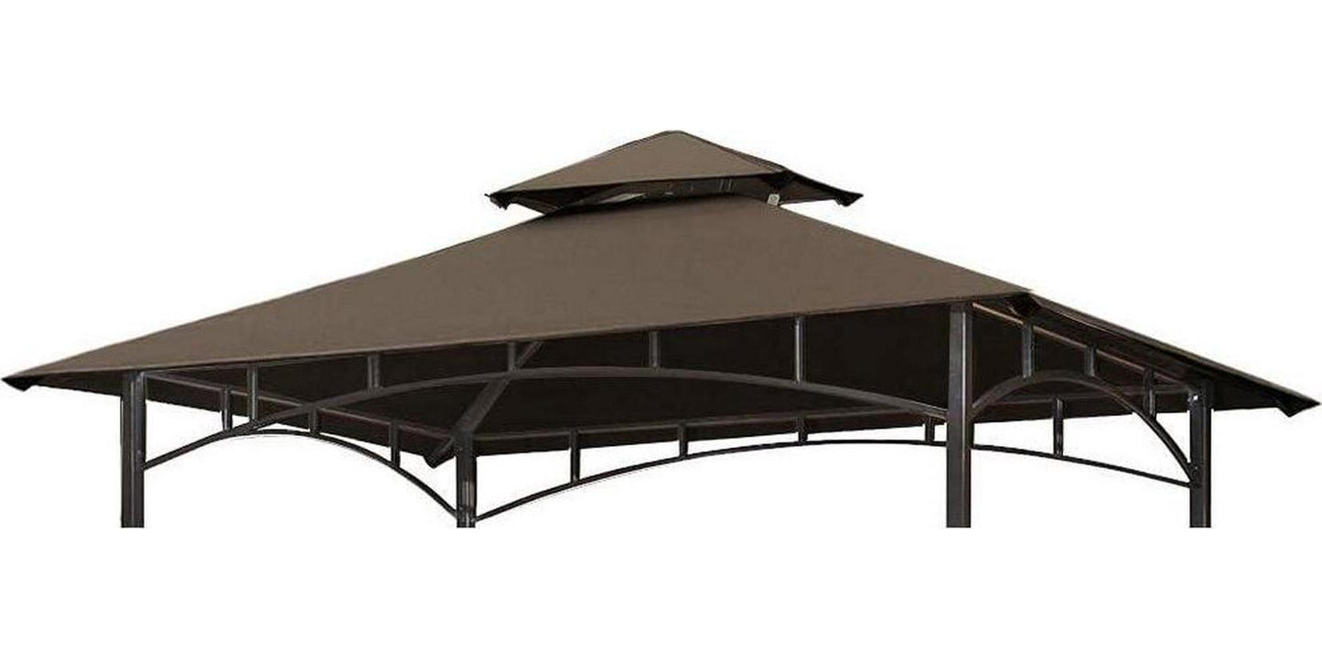 CoastShade 8 x 5 Grill BBQ Gazebo Double Tiered Replacement Canopy Roof Outdoor Barbecue Gazebo Tent Roof Top,Brown