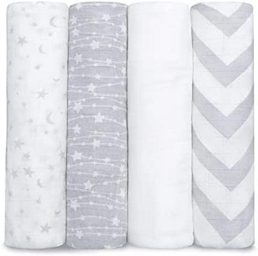 Comfy Cubs Muslin Swaddle Blankets Neutral Receiving Blanket Swaddling, Wrap for Boys and Girls, Baby Essentials, Registry and Gift (Grey)-