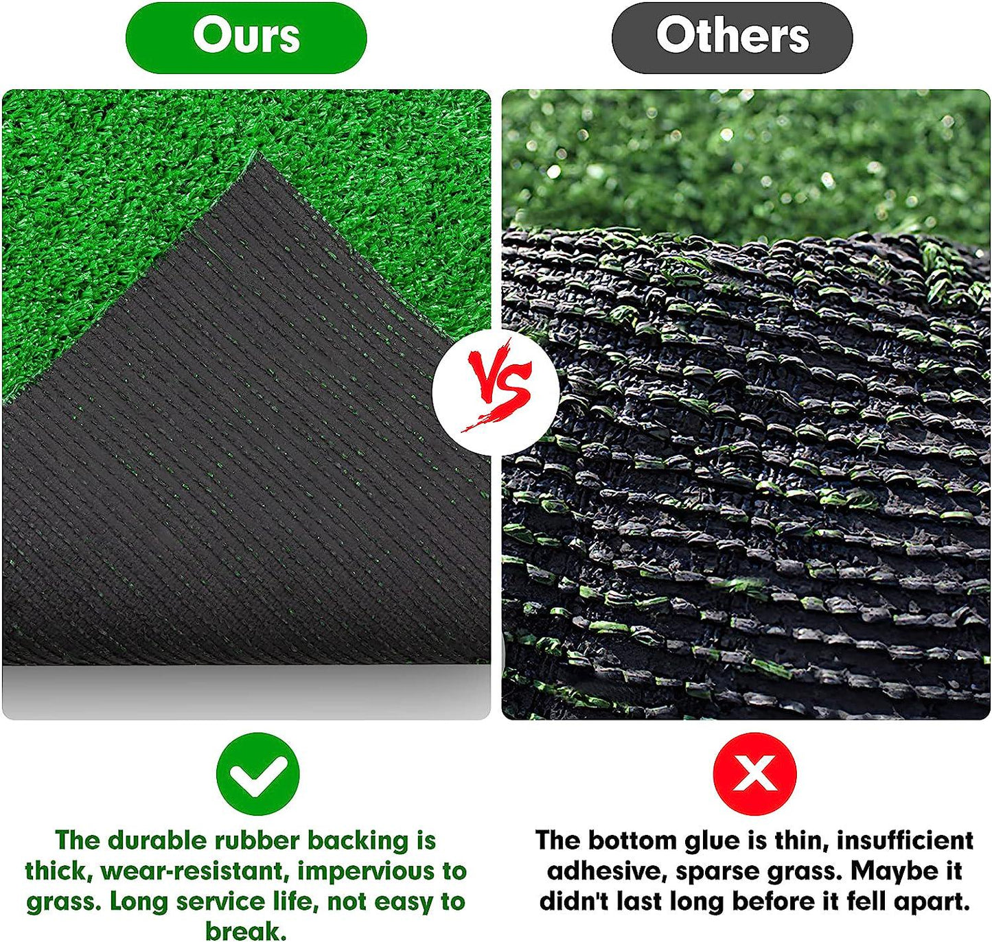 CooZero Artificial Grass, Large Artificial Turf 6.5FTx6.5FT, Synthetic Grass Mat Training Pad for Small/Medium/Large Dogs, Fake Grass Rug
