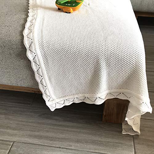 Cotton Baby Blanket Waffle Knit Toddler Blankets Soft Warm Breathable Nursery Swaddling Blankets for Girls and Boys Receiving Blanket for Crib, Stroller, car 31 x40 (Milk)-