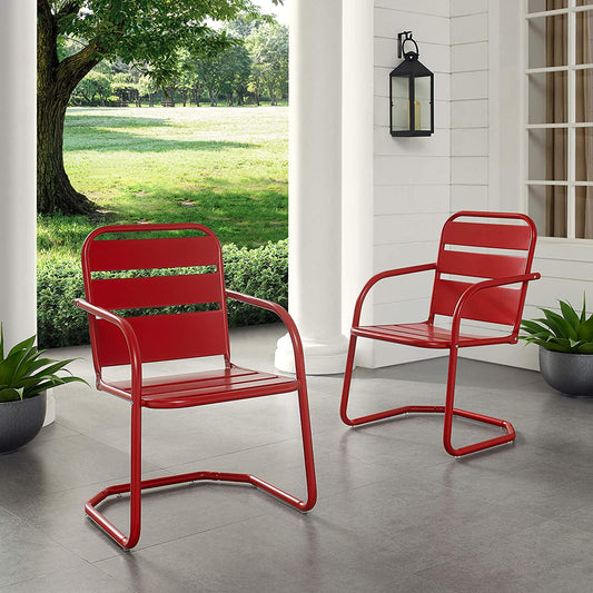 Crosley Furniture CO1030-RE Brighton Retro Metal Chair, Red-