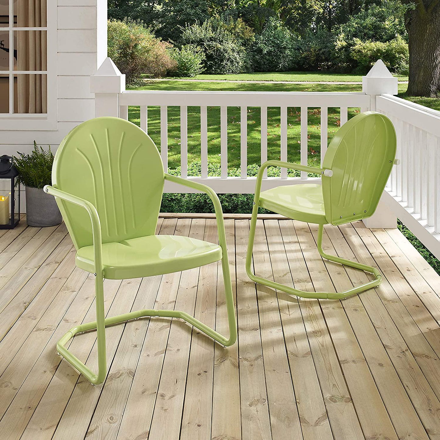 Crosley Furniture CO1001A-KL Griffith Retro Metal Outdoor Chair, Key Lime