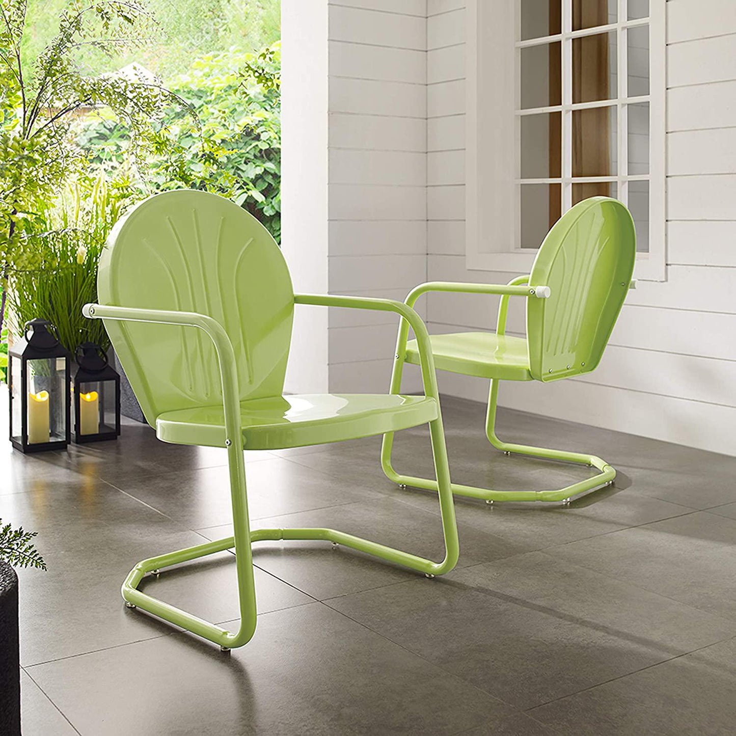 Crosley Furniture CO1001A-KL Griffith Retro Metal Outdoor Chair, Key Lime