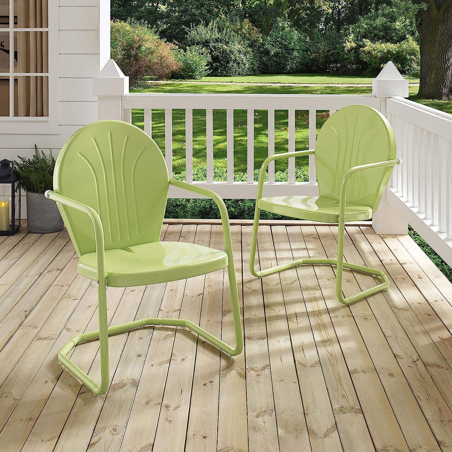 Crosley Furniture CO1001A-KL Griffith Retro Metal Outdoor Chair, Key Lime