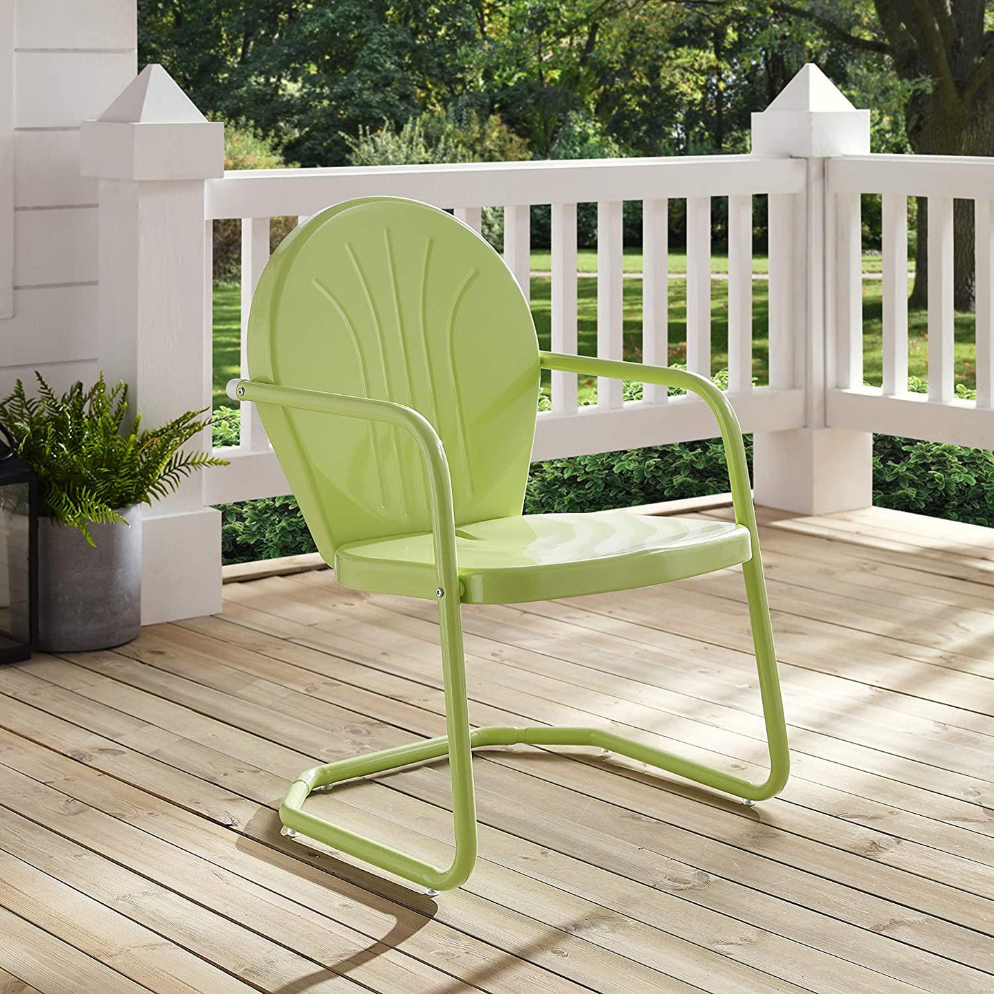 Crosley Furniture CO1001A-KL Griffith Retro Metal Outdoor Chair, Key Lime