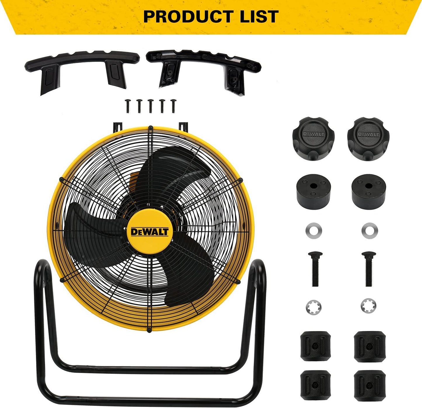 DXF-2042 High-Velocity Industrial,Floor,Drum,Barn,Warehouse Fan Heavy Duty Mover Portable Air Circulator 3-Speed Adjustable Tilt, 20 , Yellow