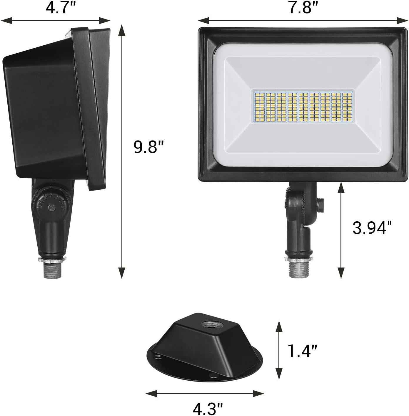 2-Pack 65W LED Flood Light Outdoor, IP65 Waterproof 6670 Lumen Super Bright(500W Halogen Equiv)Adjustable Knuckle Mount LED Security Light, 5000K Daylight