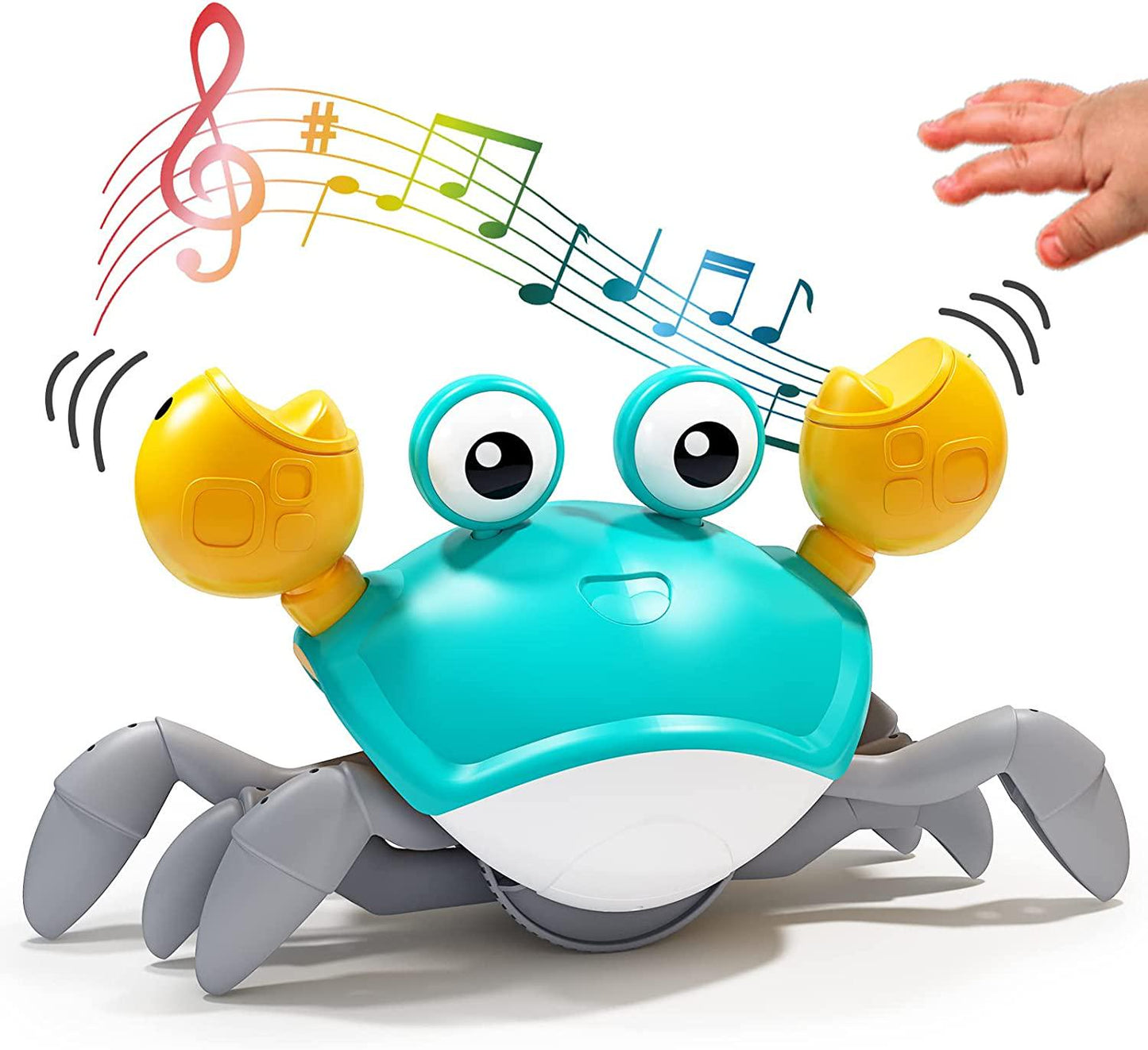 Deejoy Green Crawling Crab Toys with Light Up, Interactive Musical Toy with Automatically Avoid Obstacles,-