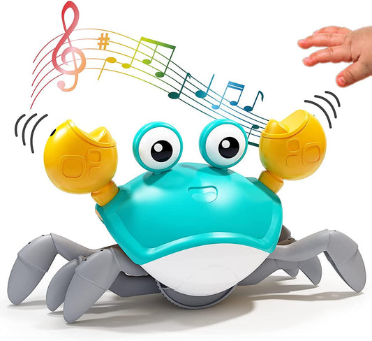 Deejoy Green Crawling Crab Toys with Light Up, Interactive Musical Toy with Automatically Avoid Obstacles,-