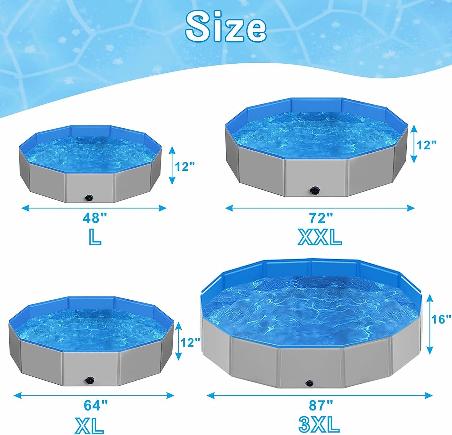 Dog Pool Foldable 72 *12 , Kiddie Pool Hard Plastic for Kids Pets, Dog Swimming Pool Portable Baths for Large Dogs Wading Outdoor, Portable Bathtub for Puppy