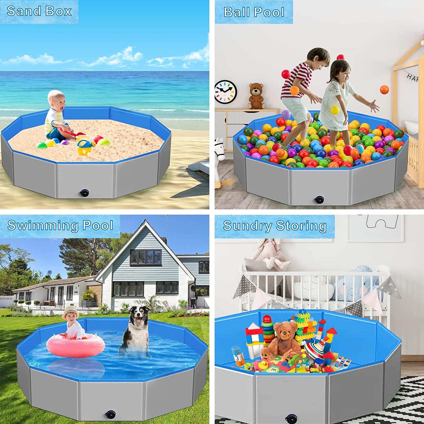 Dog Pool Foldable 72 *12 , Kiddie Pool Hard Plastic for Kids Pets, Dog Swimming Pool Portable Baths for Large Dogs Wading Outdoor, Portable Bathtub for Puppy