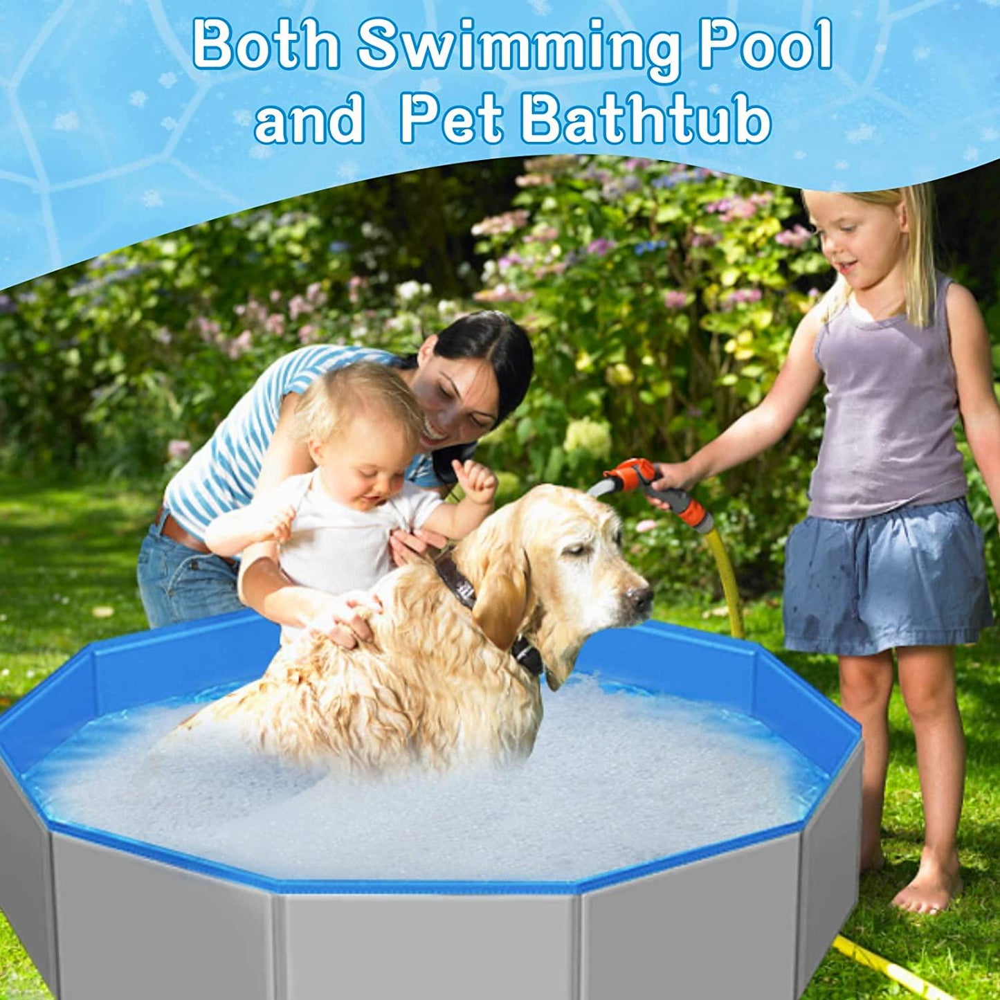 Dog Pool Foldable 72 *12 , Kiddie Pool Hard Plastic for Kids Pets, Dog Swimming Pool Portable Baths for Large Dogs Wading Outdoor, Portable Bathtub for Puppy