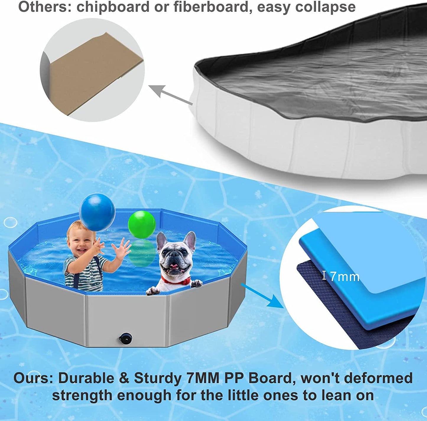 Dog Pool Foldable 72 *12 , Kiddie Pool Hard Plastic for Kids Pets, Dog Swimming Pool Portable Baths for Large Dogs Wading Outdoor, Portable Bathtub for Puppy