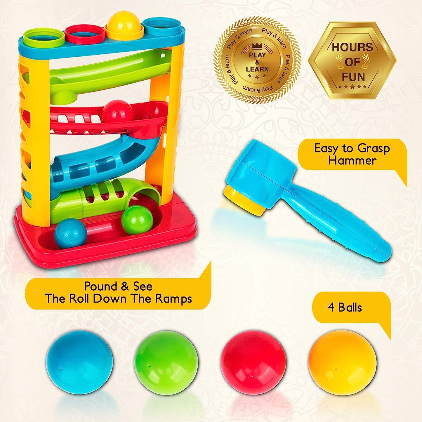 Durable Pound A Ball Toys for Toddler, Stacking, Learning, Active, Early Developmental Hammer Montessori Toys