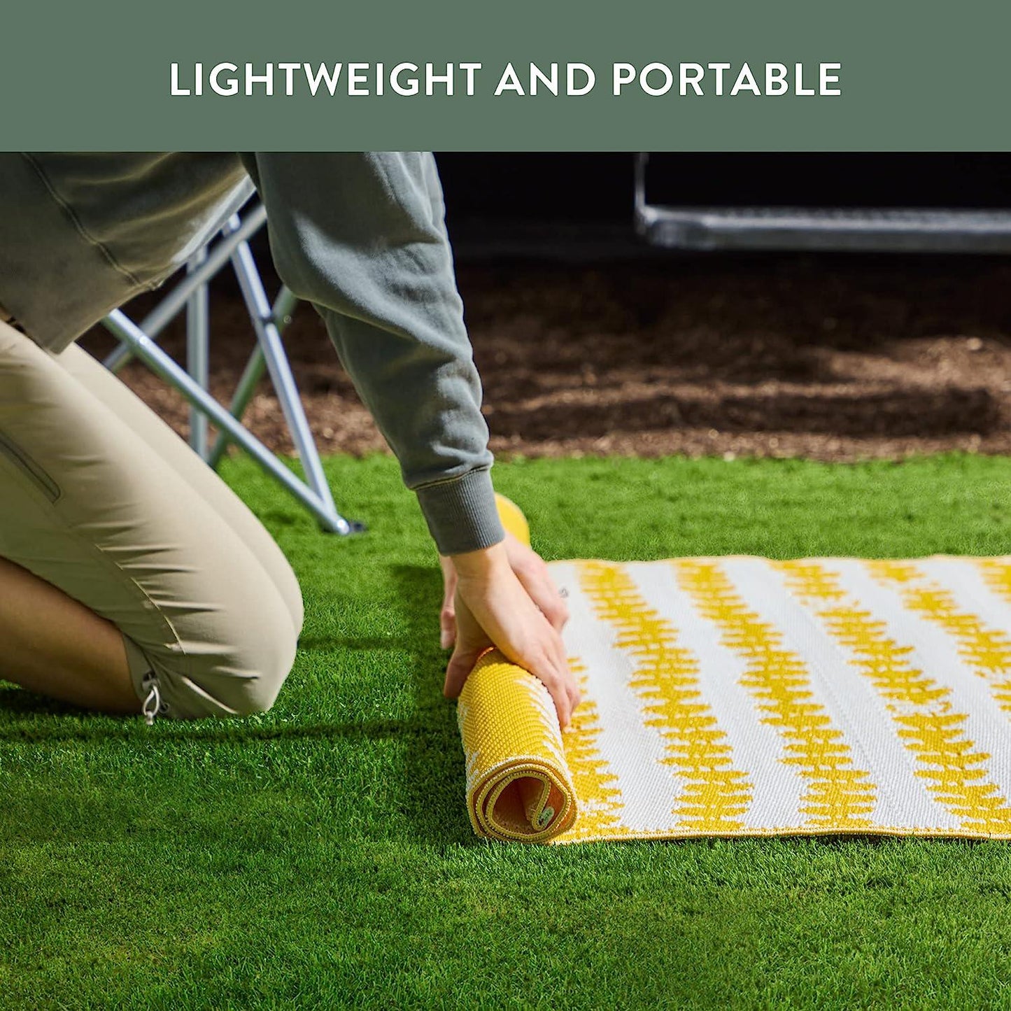 Keller Striped Arrow Outdoor Area Rug for Outdoors, RV, Patio, Backyard, Picnic, Beach, Trailer, Camping Patio Décor Waterproof and Reversible - 6x9 Yellow Rug