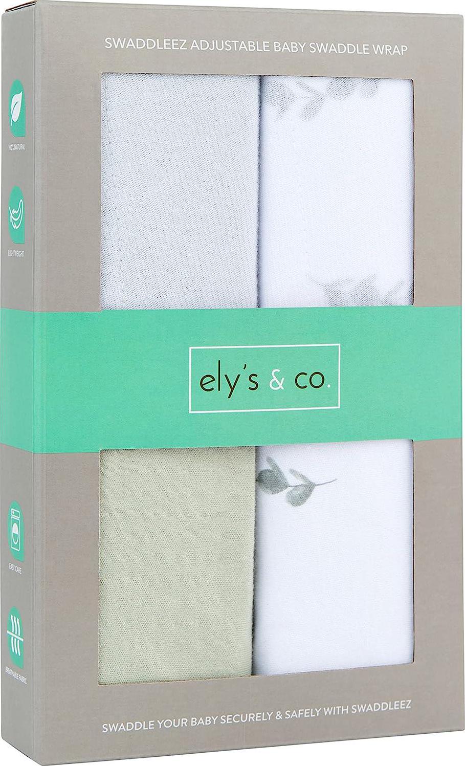 Ely's and Co. Adjustable Swaddle Blanket Infant Baby Wrap 2 Pack (Sage, 0-3 Months)