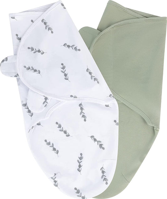 Ely's and Co. Adjustable Swaddle Blanket Infant Baby Wrap 2 Pack (Sage, 0-3 Months)-