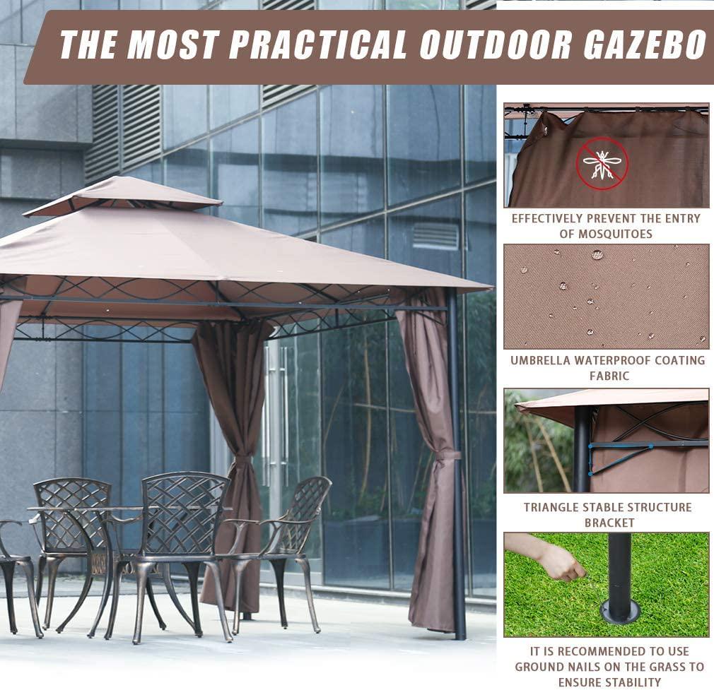 FDW Canopy Tent Gazebo 10' X 13' Grill Gazebo for Patios BBQ Outdoor Patio Large Garden Top Gazebo with Sidewall Party Tent