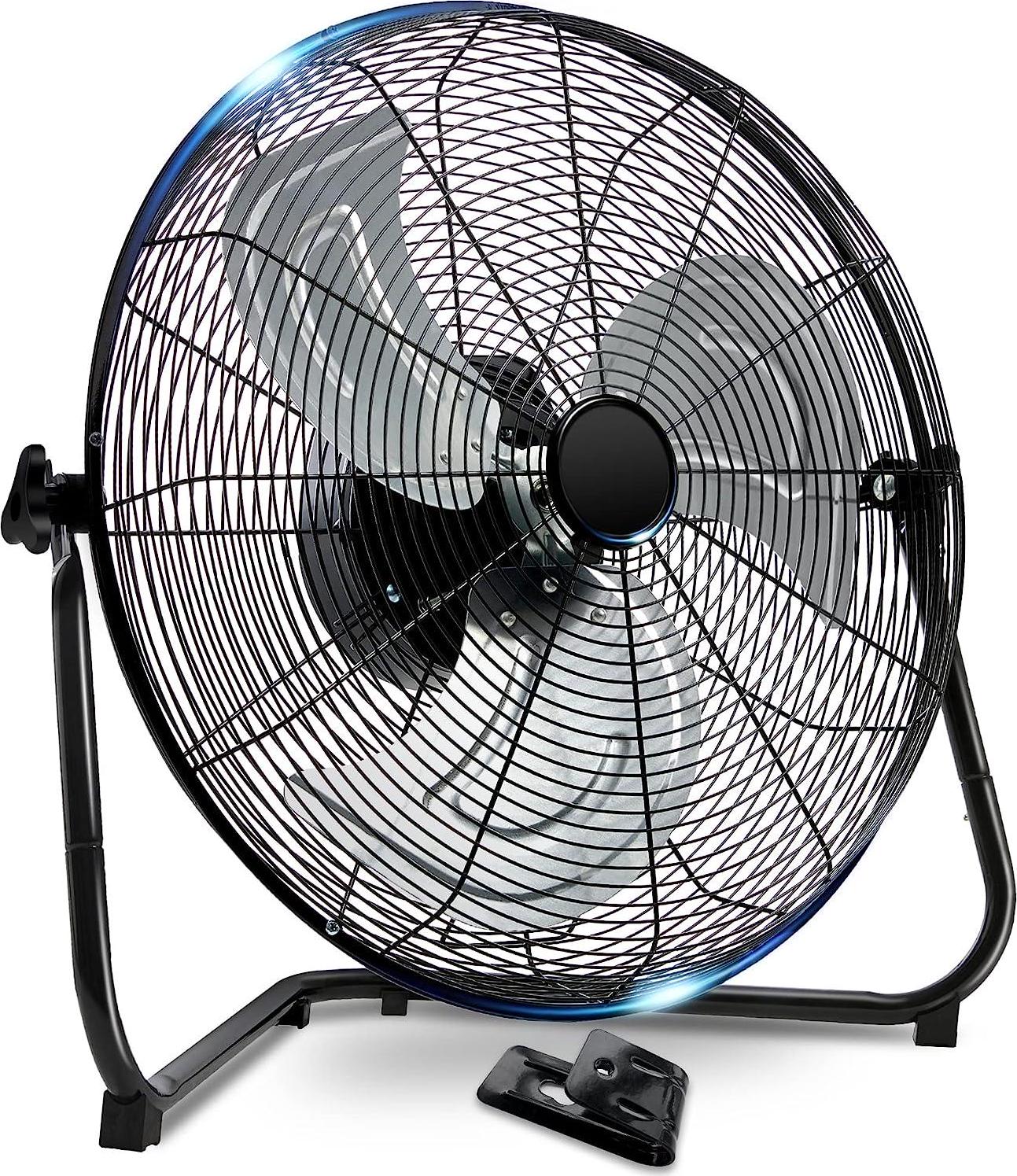 FLAME 6000 CFM Floor Fan High Velocity,20 Inch 3-Speed Heavy Duty Metal Fan with Wall-Mounting System,360° Adjustable Tilting for Garage, Industrial, Commercial,Shop and Gym, Use for Home, Bedroom Outdoor/Indoor-