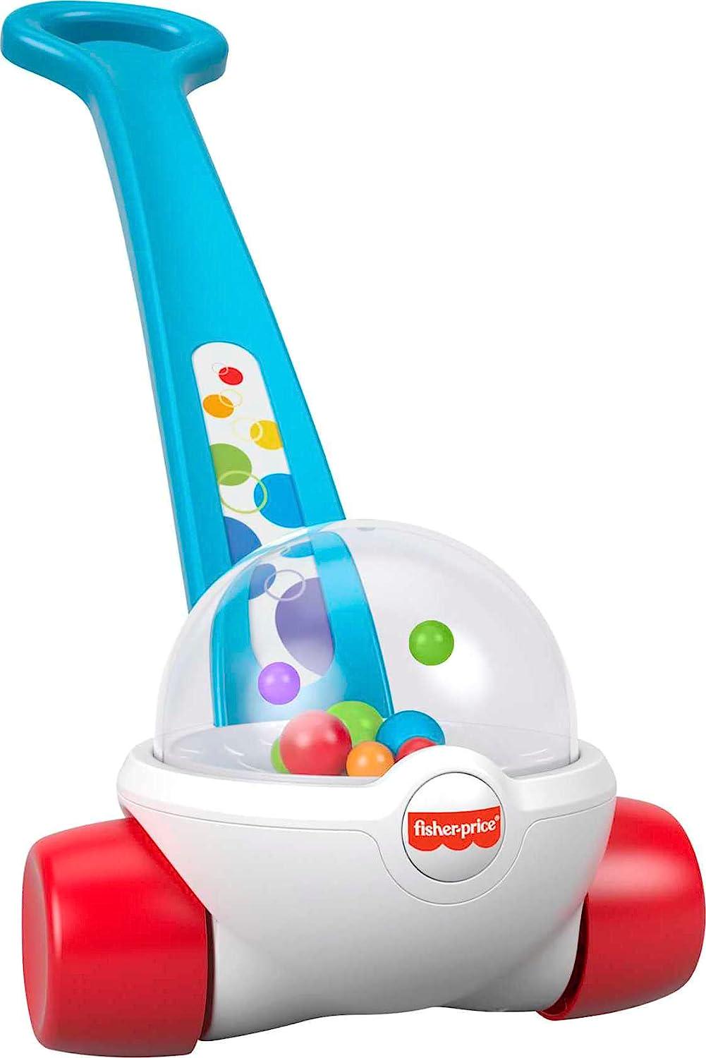 Fisher-Price Corn Popper Baby to Toddler Push Toy with Ball-Popping Action for Ages 1+ Years, 2-Piece Assembly, Blue-