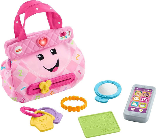 Fisher-Price Laugh and Learn Baby and Toddler Toy My Smart Purse Pretend Dress Up Set With Lights and Learning Songs-