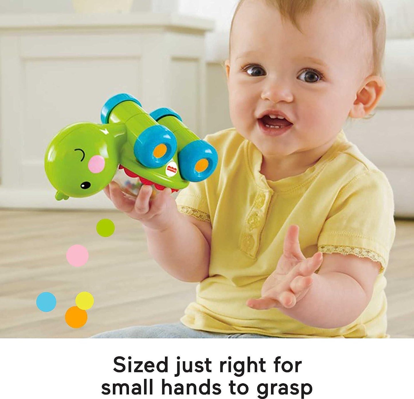 Fisher-Price Baby Crawling Toy Poppity Pop Turtle Push-Along Vehicle With Ball Popping Sounds For Ages 6+ Months