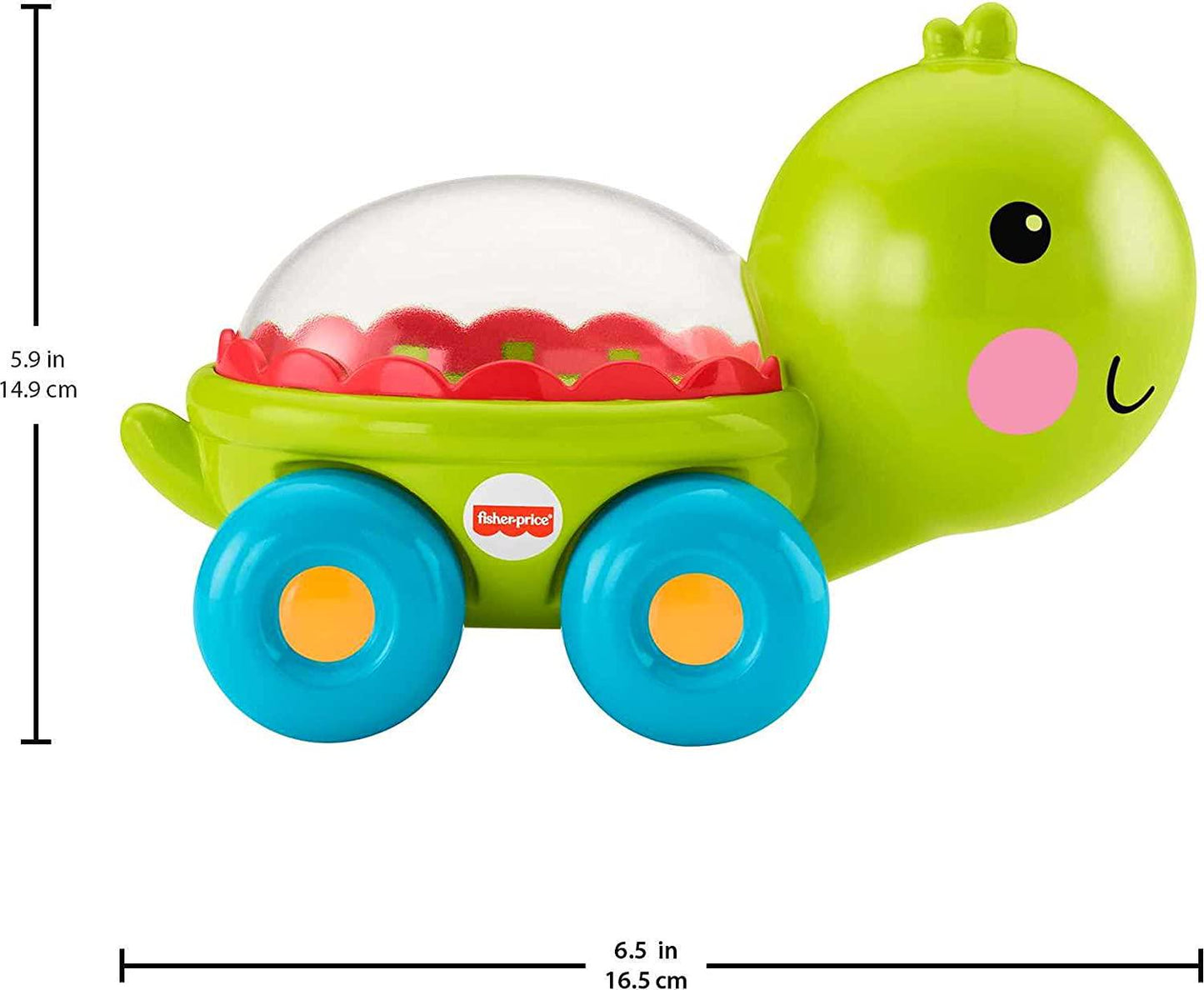 Fisher-Price Baby Crawling Toy Poppity Pop Turtle Push-Along Vehicle With Ball Popping Sounds For Ages 6+ Months