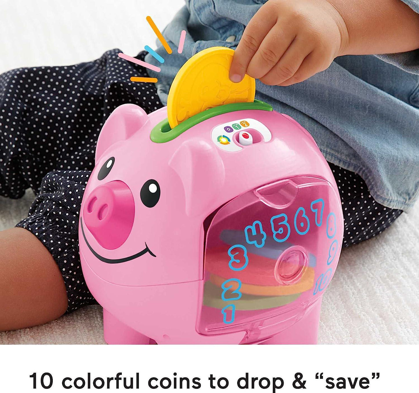 Laugh and Learn Baby Learning Toy Smart Stages Piggy Bank With Music and Phrases For Infant To Toddler Ages 6+ Months