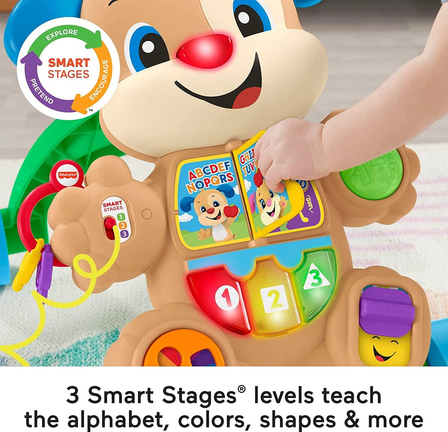 Fisher-Price Laugh and Learn Baby and Toddler Toy Smart Stages Learn With Puppy Walker, Educational Music Lights And Activities