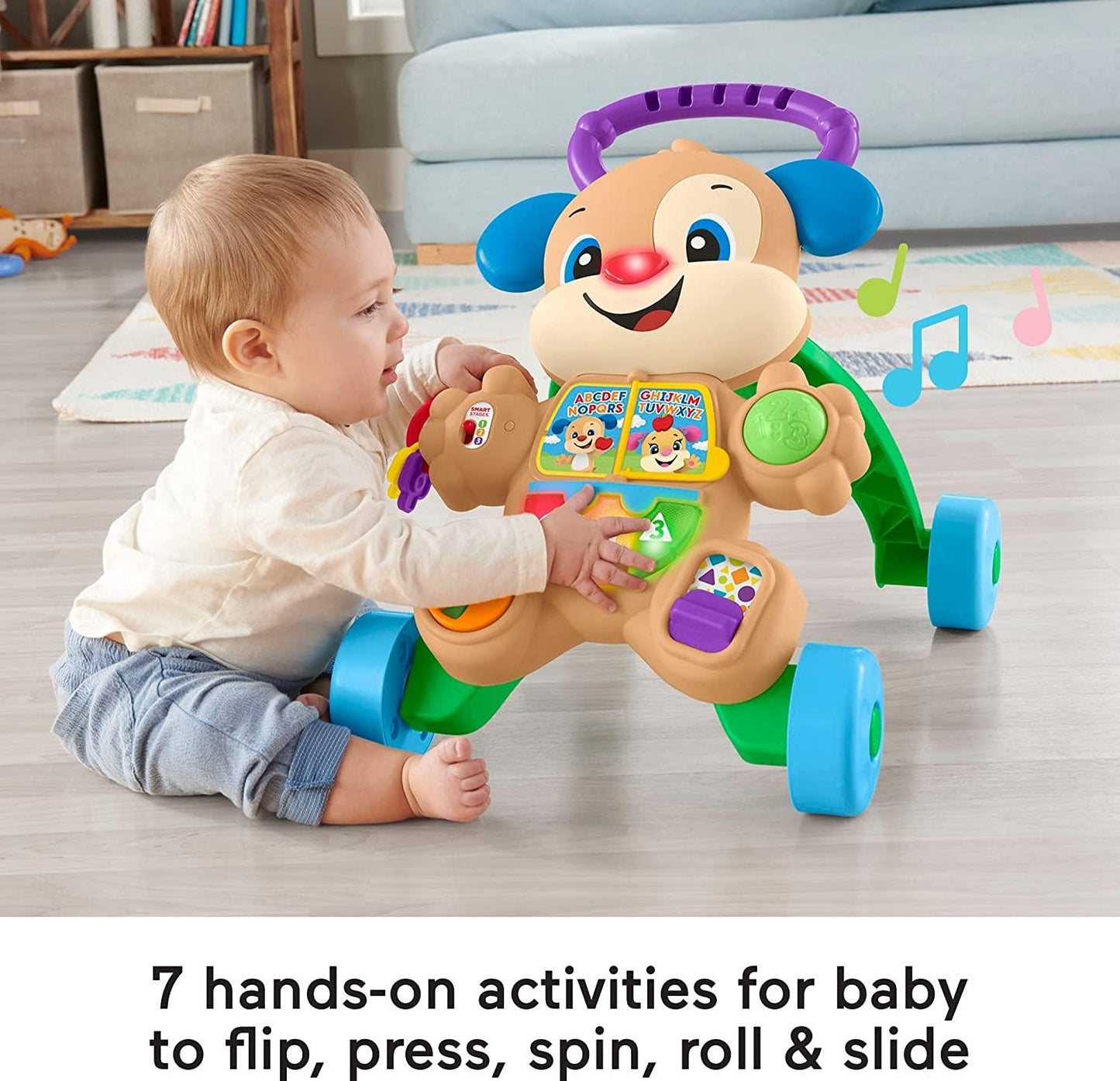 Fisher-Price Laugh and Learn Baby and Toddler Toy Smart Stages Learn With Puppy Walker, Educational Music Lights And Activities