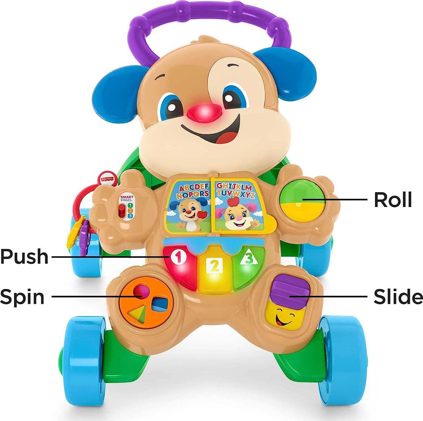 Fisher-Price Laugh and Learn Baby and Toddler Toy Smart Stages Learn With Puppy Walker, Educational Music Lights And Activities