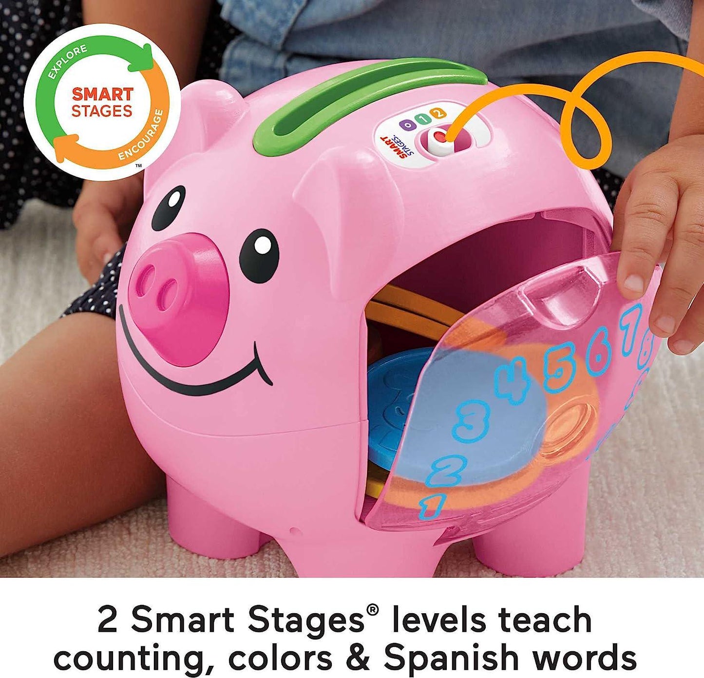 Laugh and Learn Baby Learning Toy Smart Stages Piggy Bank With Music and Phrases For Infant To Toddler Ages 6+ Months