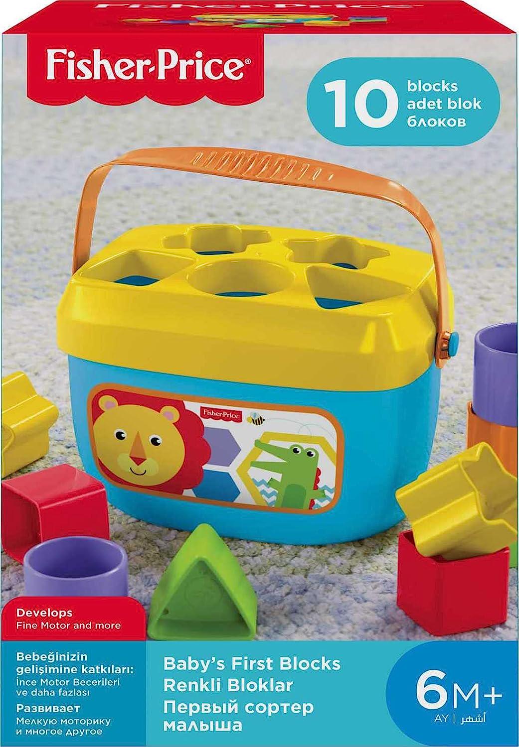 Stacking Toy Baby's First Blocks Set of 10 Shapes for Sorting Play for Infants Ages 6+ Months