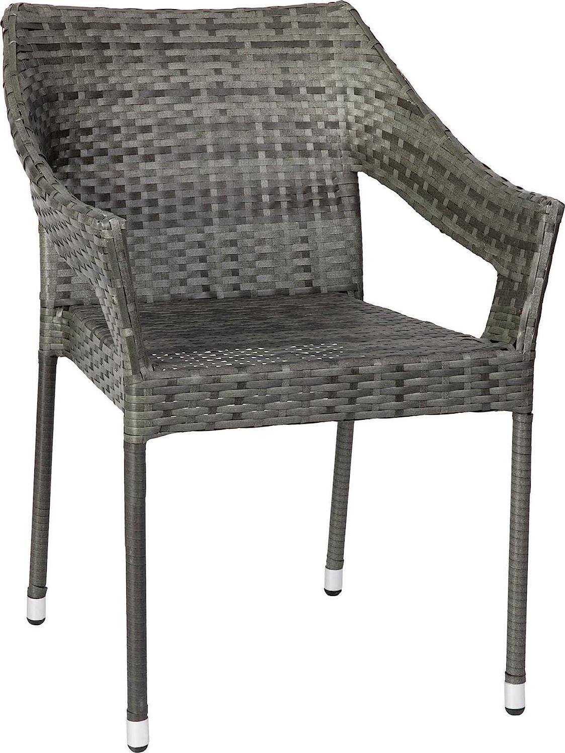 Flash Furniture Ethan Commercial Grade Patio Chair, All Weather PE Rattan Wicker Stacking Patio Dining Chair, Gray-