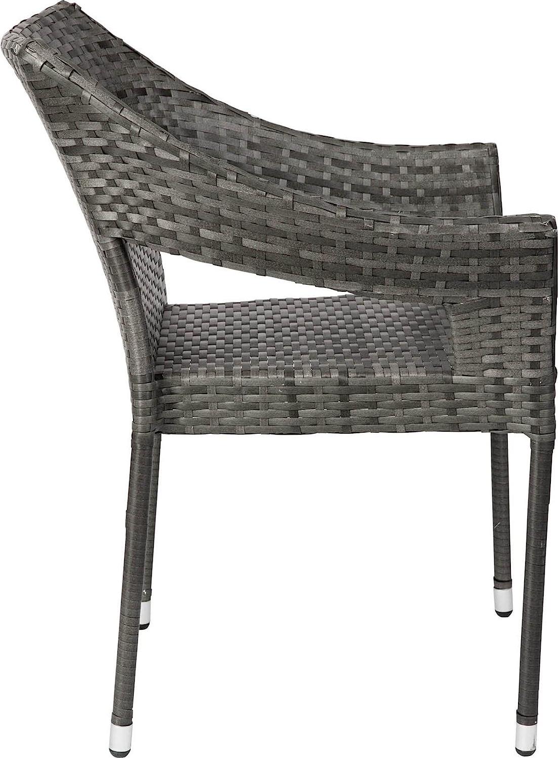 Flash Furniture Ethan Commercial Grade Patio Chair, All Weather PE Rattan Wicker Stacking Patio Dining Chair, Gray