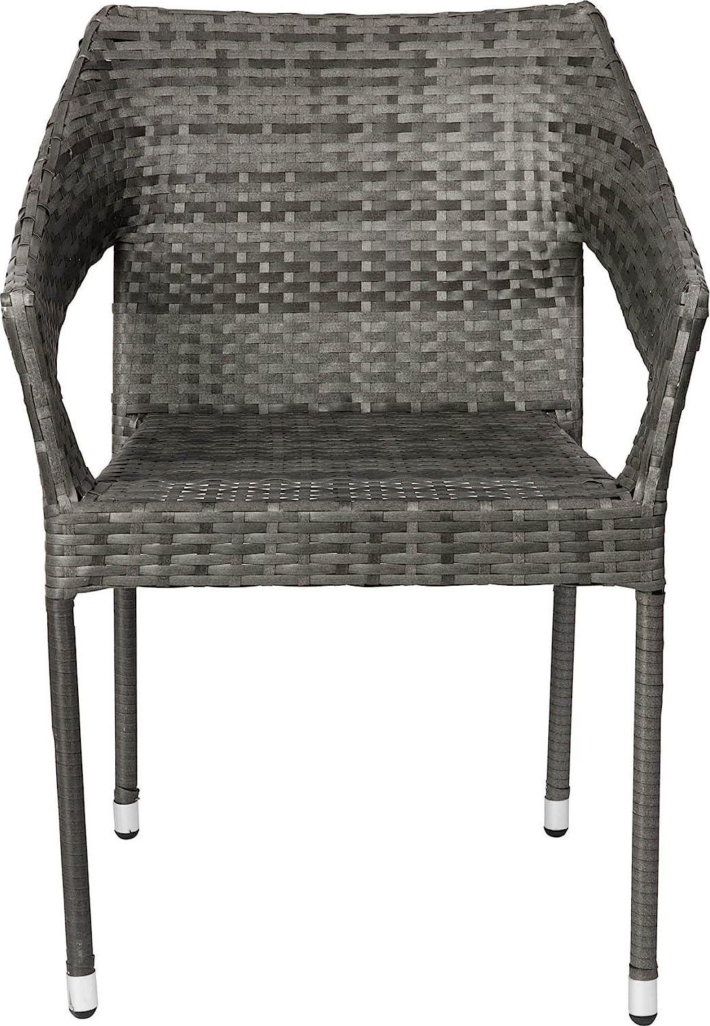 Flash Furniture Ethan Commercial Grade Patio Chair, All Weather PE Rattan Wicker Stacking Patio Dining Chair, Gray