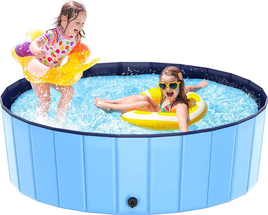 Foldable Kiddie Pool, Klsniur Hard Plastic Swimming Pool for Kids Large(48''×15.8'')-