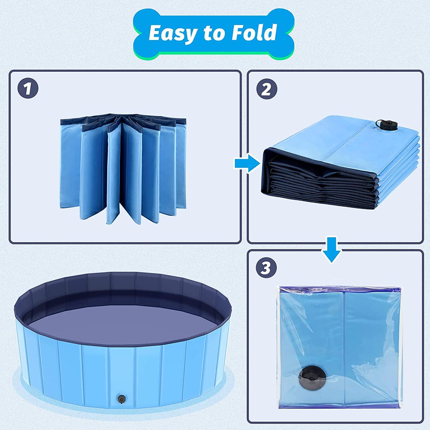 Foldable Kiddie Pool, Klsniur Hard Plastic Swimming Pool for Kids Large(48''×15.8'')